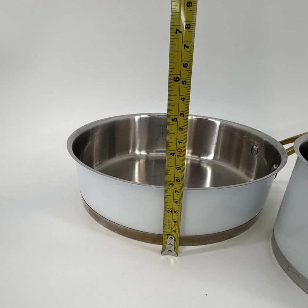 Cuisinart High Impact Bonded Base Induction 3-Pc Saucepan Set White/Gold lids